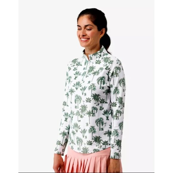 Smith & Quinn Tops - NEW Smith & Quinn Ava Palmtini Quarter Zip Pullover Shirt Women's L White Green